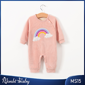 Body nhung lót lông mịn ấm cho bé trai bé gái 0-2 tuổi, bộ áo liền quần sơ sinh thu đông dày đẹp, mẫu mới xinh, mặc được đầy tháng, sinh nhật | MS15
