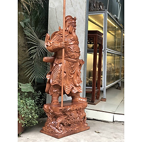 Mua Tượng quan công cầm đao đứng trên đầu hổ phù kt cao 80×30×20cm