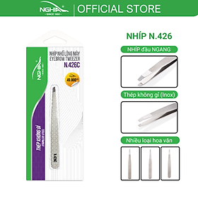 Nhíp Inox Nhổ Lông Mày Đầu Xéo Cao Cấp KỀM NGHĨA N.426 - Hoa Văn