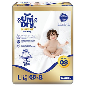 [Mẫu mới] Tã quần Unidry G3X Supreme siêu mỏng size L - 68+8 miếng