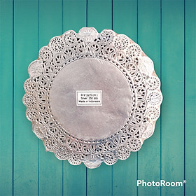 Mua Giấy lót viền hoa tròn màu bạc size 9 inch ~ 23cm (250 tờ/xấp)