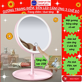 Mua Gương trang điểm đèn led  Gương để bàn trang điểm Hàn Quốc decor xinh xắn dễ thương  Kèm pin dây sạc USB