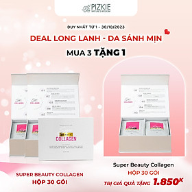 Chăm Sóc Da Super Beauty Collagen Hộp 30 Gói Thương Hiệu Pizkie - Hạn Chế Lão Hoá, Giảm Nếp Nhăn, Tàn Nhang