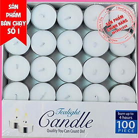 Nến Tealight 100v Trắng Không Mùi Cháy 4h