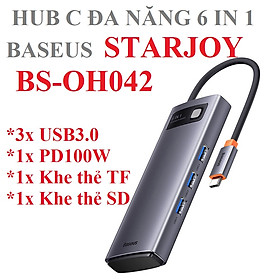 Mua   Starjoy 6 IN 1   Hub / bộ chia cổng Type-c đa năng 6 trong 1 Baseus Metal Gleam STARJOY BS - OH042 _ Hàng chính hãng
