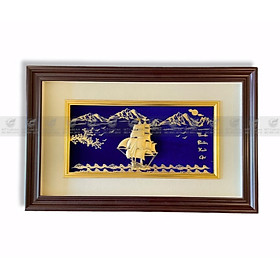 Tranh thuyền buồm dát vàng 24k (40x65cm)- Hàng chính hãng, trang trí nhà cửa, quà tặng sếp, đối tác, khách hàng.