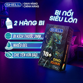 Bao cao su Shell Dino Iguan - 1 bao 2 vòng bi siêu lớn + 1 bao Shell Performax (Hộp 2 cái) | SHELL CHÍNH HÃNG