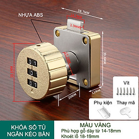 Mua Khóa số tủ  ngăn kéo bàn ABS20 với 3 mã số có thể thay đổi được  phù hợp gỗ dày 14-18mm