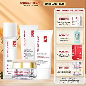 Combo 5 món Nước tẩy trang 145ml + Sữa rửa mặt 100g + Nước hoa hồng 145ml + Kem chống nắng 50g + Kem dưỡng da ban đêm 30g [Sắc Ngọc Khang official]