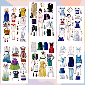 Búp bê giấy paper doll thay đồ phong cách Hàn Quốc giấy cắt thủ công cho