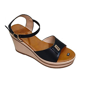 Giày Sandal Nữ Đế Xuồng TiTi ĐÔ Da Bò Thật Cao Cấp 9cm DNU2143b