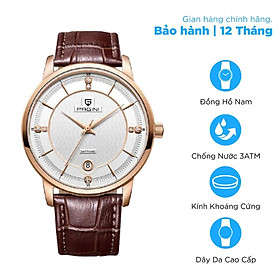 Đồng hồ nam PAGINI cao cấp dây da thật mặt tròn – Mặt kính chống xước - PA16688