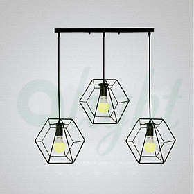 Mua Bộ 3 đèn thả trần + KÈM BÓNG 4W  đèn chùm trang trí Decor hình lục giác  thiết kế đơn giản phù hợp với mọi không gian