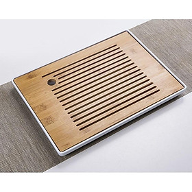 Mua (ẢNH THẬT) KHAY TRÀ BẰNG GỖ TRE CAO CẤP - KHAY ĐỂ ẤM CHÉN PHA TRÀ