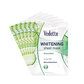 Combo 6 Mặt Nạ Trắng Hồng Tự Nhiên Vedette Whitening Sheet Mask Set (Cucumber) 22mlx6