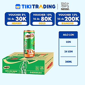 Sữa Lúa Mạch Nestlé MILO Lon Thùng 24 Lon x 240 ml (4x6x240ml)