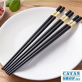 Mua Bộ 10 đôi Đũa mạ vàng  Đũa ăn cao cấp  Đũa khảm vàng hàn quốc Chống Trơn- Chống Trượt- Chống Mốc- Bền Màu-GD557-DuaVang