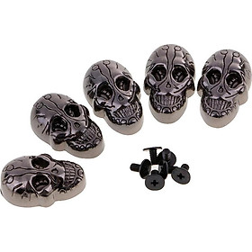5 Sets Skull Head Studs Spikes Metal Screw-Back Leather-craft Punk DIY Rivets 21mm X 15mm