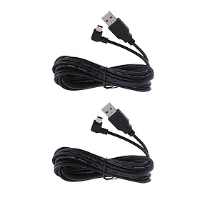 2Pieces 5V 2A USB Charger Cable Left Angled DVR GPS Charging Cable