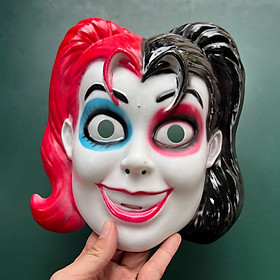 Mặt nạ Harley Quinn bằng nhựa cứng hóa trang Halloween, chơi lễ hội cho trẻ em và người lớn