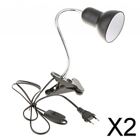 2xFlexible Reptile Lamp Holder Light Bulb Clip Table Lamp Holder EU Plug Black