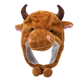 Cute Plush Animal Winter Hat Costume Warm Fashion Fancy Dress Cow Beanie Cattle Bull for Accessories, Dress up, Cosplay ,Holiday ,Women Men, Kids