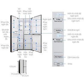 Tủ lạnh Samsung side by side RS63R5571SL/SV Inverter 634 lít - Hàng chính hãng