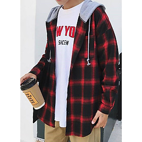 Áo sơ mi ca rô phối nón unisex SM1
