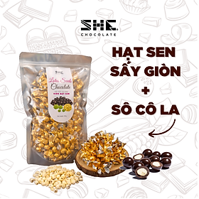 Socola viên Hạt sen - hũ pet 40g, hũ 90g, túi 500g - SHE Chocolate - Bổ sung năng lượng, tốt cho sức khỏe. Quà tặng sức khỏe, quà tặng người thân, dịp lễ, thích hợp ăn vặt