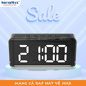 Loa bluetooth kiêm đồng hồ báo thức SoundMax AT-100 | AT100 với thiết kế hiện đại - Loa nghe nhạc bluetooth - Đồng hồ điện tử trang trí bàn làm việc