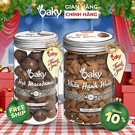 Quà Tặng Oaky - Combo Hạt Dinh Dưỡng Cao Cấp - Hạnh Nhân, Hạt Macca Size Lớn (450gr) - Tặng Túi Giấy Sang Trọng
