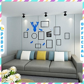 Tranh dán tường mica 3d decor khổ lớn khung ảnh phong cách châu âu trang trí phòng khách, phòng làm việc, phòng họp