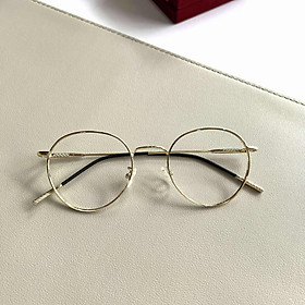 Kính gọng thời trang nam nữ dáng mắt tròn kim loại cao cấp