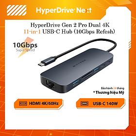 Mua HUB chuyển đổi HyperDrive Next 11 in 1 Port Dual 4K60Hz HDMI USB-C Hub - Truyền tải dữ liệu nhanh - HD4006GL - Hàng Chính Hãng