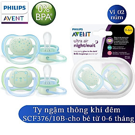Núm ty ban đêm Philips Avent cho trẻ từ 0-6 tháng tuổi SCF376/10