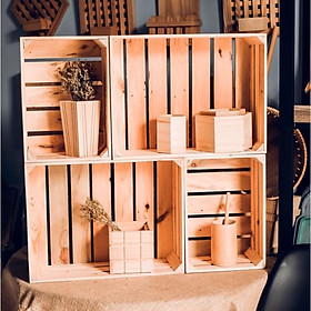 Hình ảnh Hộp PALLET gỗ để đồ đa năng - Hộp gỗ thông trang trí