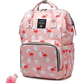 Balo túi xách bỉm sữa flamingo hồng xám Tặng kèm 100 ngôi sao dạ quang