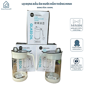 Mua Bình Thủy Tinh Rót Dầu Ăn/Nước Mắm Có Vòi & Phễu Tích Hợp – Dung Tích 500ml – Chai Đựng Gia Vị Thông Minh  Chịu Nhiệt  Có Vạch Chia- HÀNG CHÍNH HÃNG MINIIN