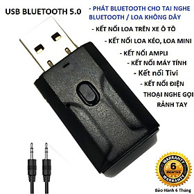 Thiết Bị Thu Phát Nhạc Không Dây VINETTEAM Usb Bluetooth 5.0 Âm Thanh Đa Chức Năng Jack 3.5mm Cho Loa Ô Tô Tai Nghe Bluetooth -Hàng Chính Hãng