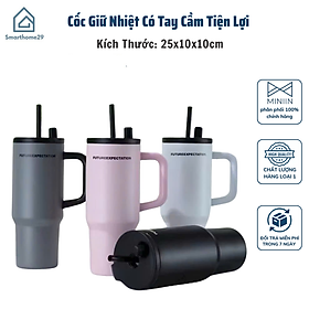 Bình Giữ Nhiệt 304, Ly Giữ Nhiệt Kèm Ống Hút, Cốc Giữ Nhiệt Có Tay Cầm Tiện Lợi (Mang Đi Học, Đi Chơi, Đi Làm) - HÀNG CHÍNH HÃNG MINIIN