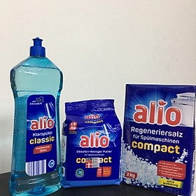 Bộ bột rửa bát Alio đầy đủ bột, muối, nước bóng dùng cho máy rửa bát