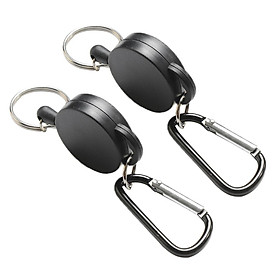 2 Pieces Retractable Key Chain Steel Reel Recoil Chain Key Ring Belt Clip