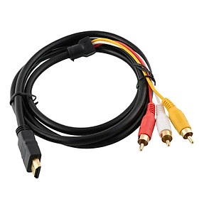HDTV Male To 3 RCA Video Audio AV Component Cable Adapter (Black)