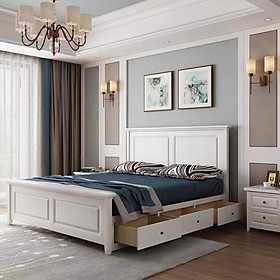 Mua Giường Ngủ Gỗ Tự Nhiên Phong cách Bắc Âu - Màu Trắng - GN-522