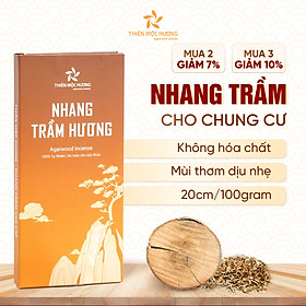 Nhang trầm hương tự nhiên Thiên Mộc Hương, 20cm, Ít Khói, Mùi thơm nhẹ diu, an toàn cho sức khỏe