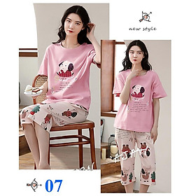 Đồ bộ nữ, bộ đồ mặc nhà, quần áo nữ bộ lửng cotton hình dễ thương.