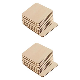 20x Blank Wood Natural Slices Wooden Squares Cutouts For DIY Crafts