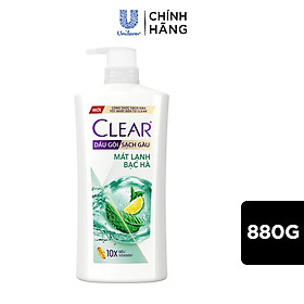 Dầu Gội Clear Sạch Gàu Dầu Gội Sạch Gàu Mát Lạnh Bạc Hà 3X Sức Mạnh Đánh Bay Gàu, Ngứa, Vi Khuẩn 880G