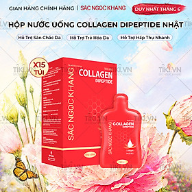 (New) Nước uống Collagen dipeptide 15 túi Sắc Ngọc Khang tinh khiết nhập khẩu từ Nhật Bản, đạt chuẩn hàm lượng hấp thụ nhanh & vượt trội giúp trẻ hóa làn da - săn chắc và sáng mịn