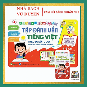 Sách - Tập đánh vần Tiếng Việt theo sơ đồ tư duy bé từ 4-6 tuổi phiên bản âm thanh 4.0 tặng kèm bộ thẻ chữ cái và chữ cái